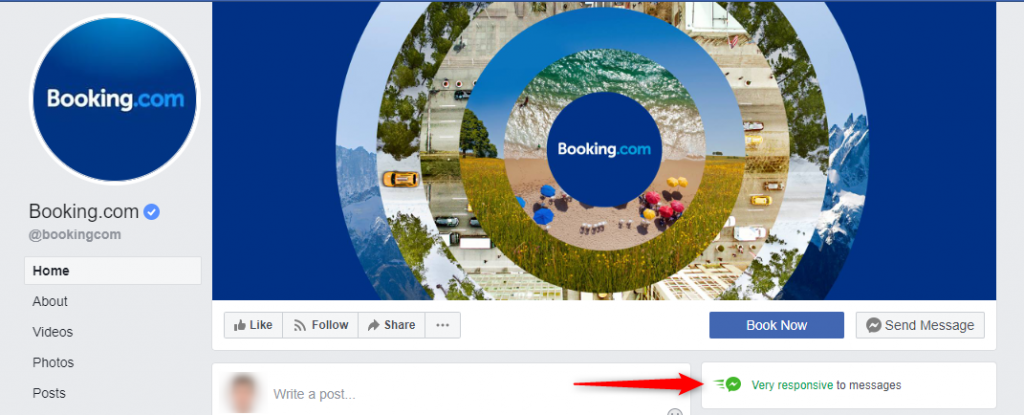 Booking.com cares for their social media marketing for hotels